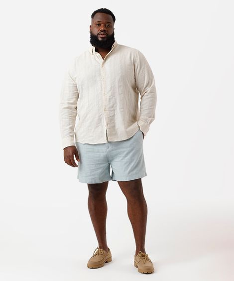 bermuda de linho com bolsos plus size verde