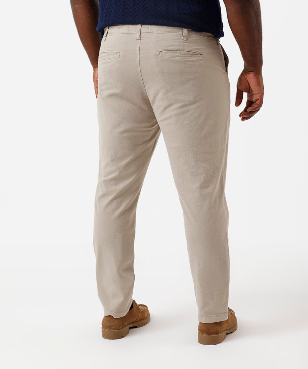 calça chino slim masculina de sarja plus size bege