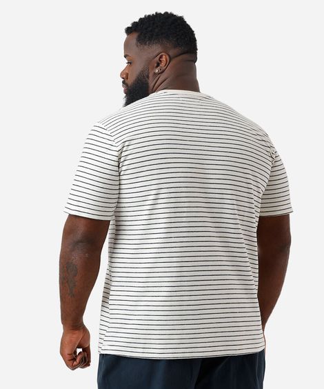 camiseta masculina comfort listrada plus size azul