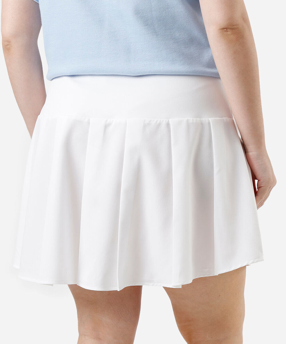 saia curta feminina com pregas plus size off white