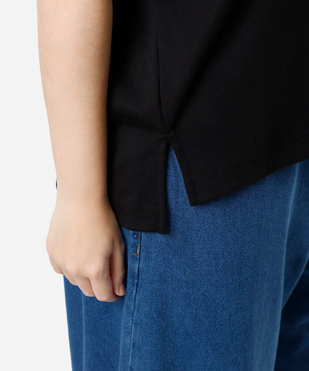 camiseta feminina de algodão peruano interlock plus size preta