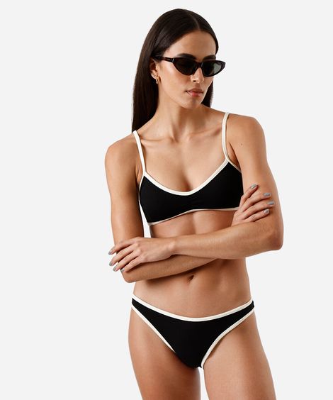 biquíni calcinha asa delta feminino bicolor preto