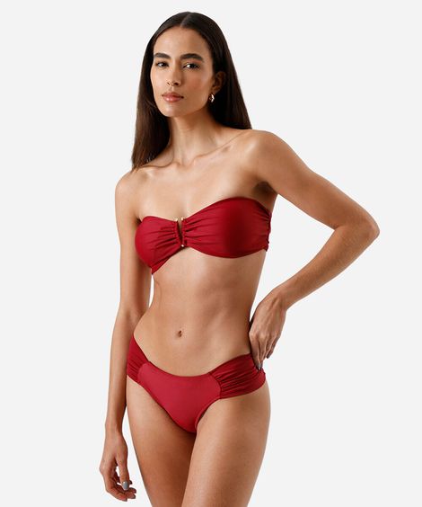 biquíni calcinha tanga feminino franzido vinho