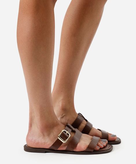 rasteirinha de tiras com fivela oneself marrom
