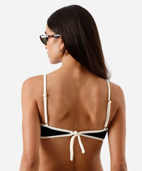 biquíni top triângulo feminino bicolor preto