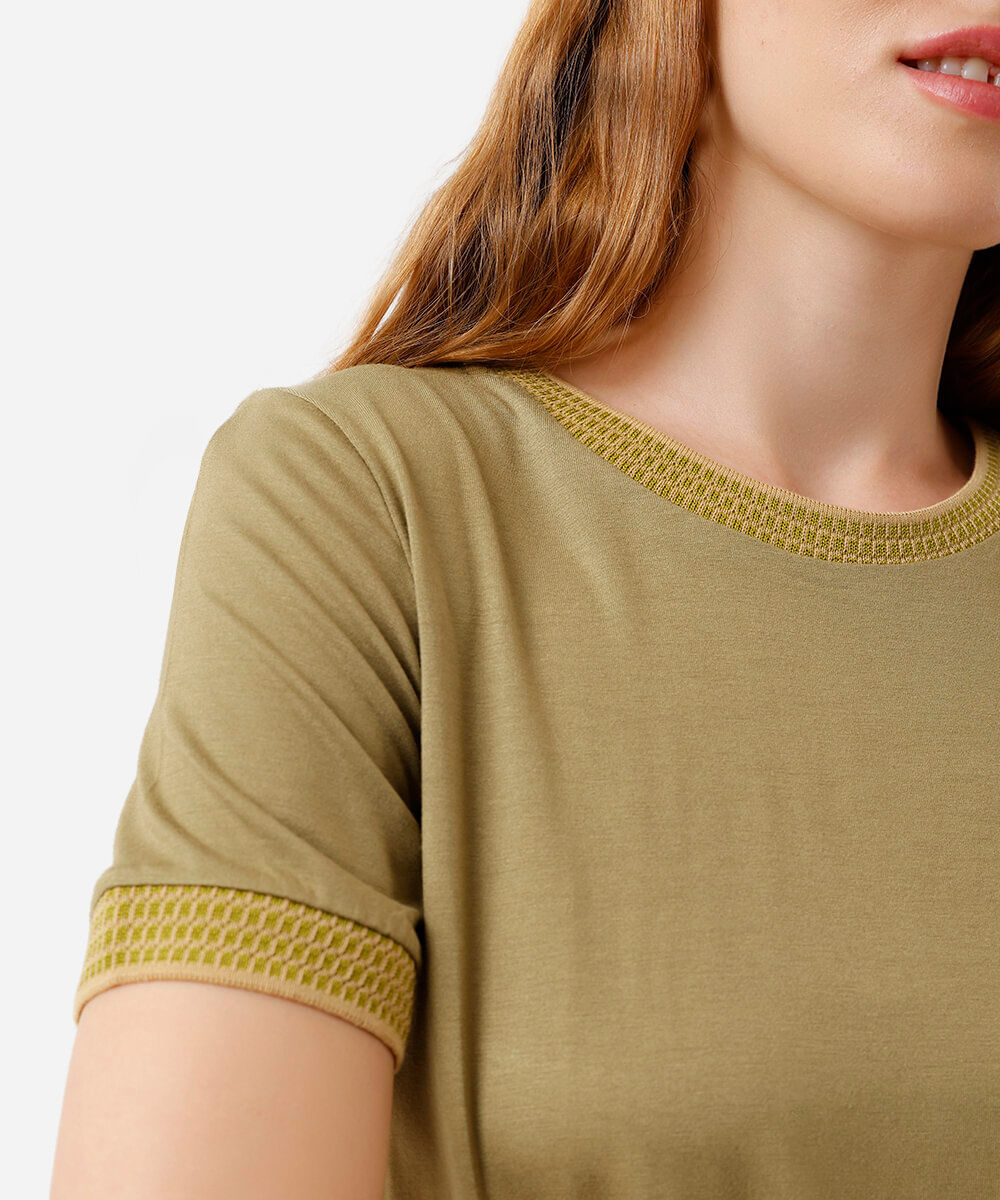 blusa feminina de viscose manga curta verde