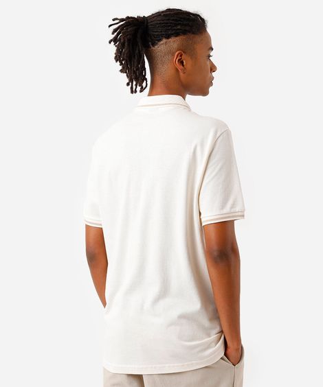 polo básica  masculina tradicional piquet off white