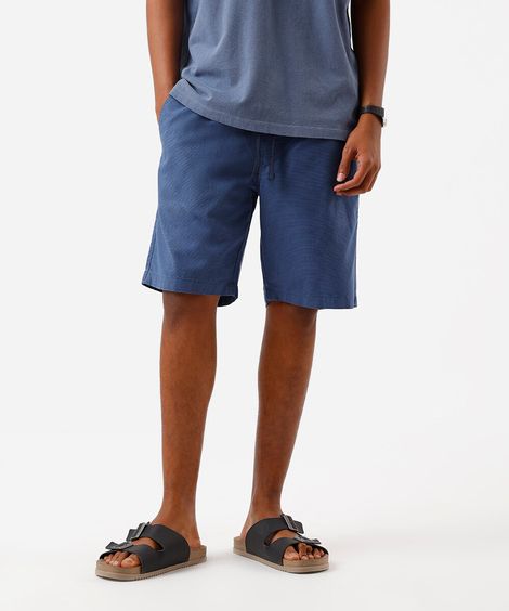 bermuda jogger de sarja texturizada azul
