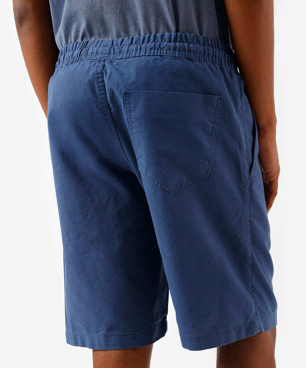 bermuda jogger de sarja texturizada azul