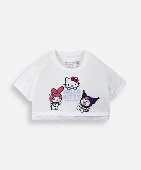 blusa infantil de algodão hello kitty off white