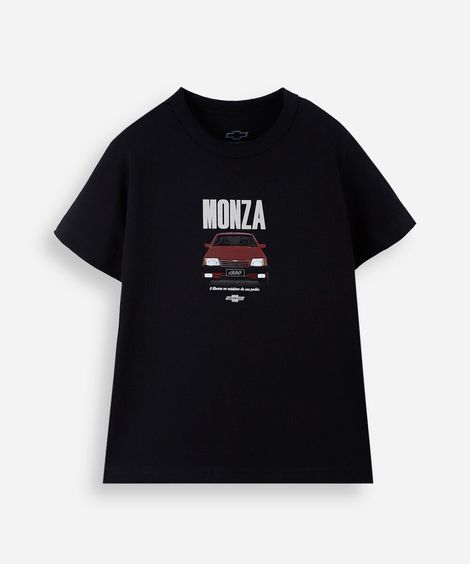 camiseta infantil de algodão monza preto