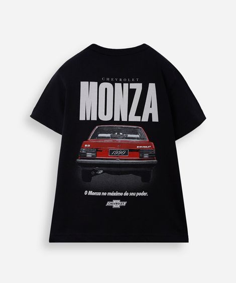 camiseta infantil de algodão monza preto