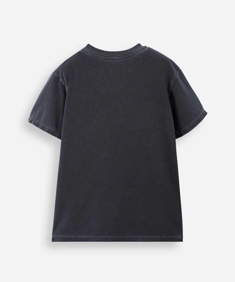 camiseta infantil de algodão racing badges cinza