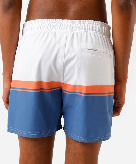 short masculino cós elástico listrado azul