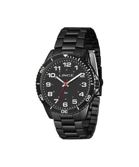 kit relógio masculino lince analógico mrnm053l46 kaehp2px preto