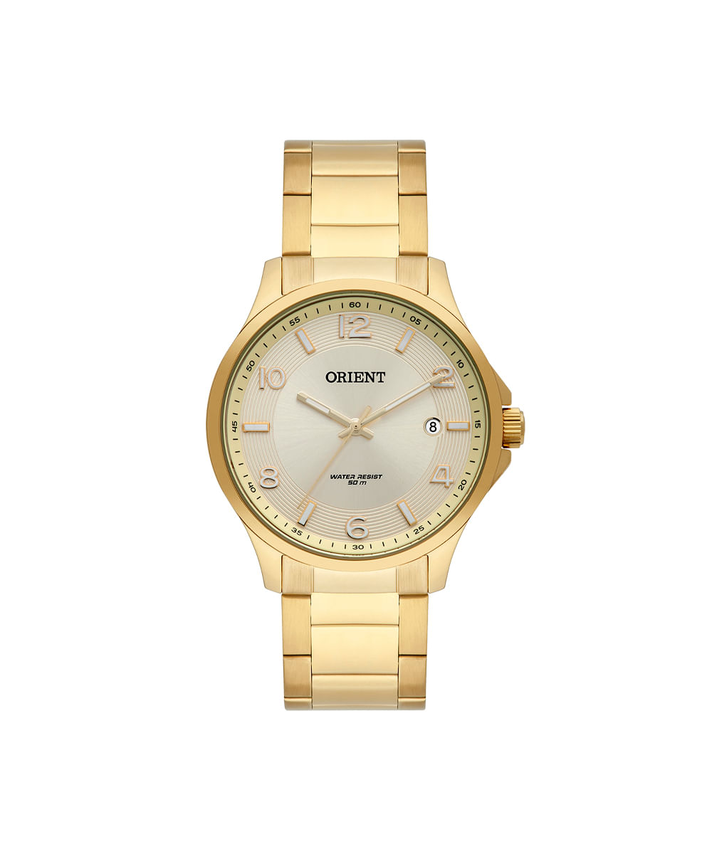 relógio feminino orient analógico calendário fgss1168 c2kx dourado