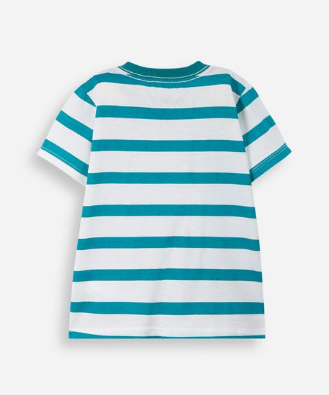 camiseta infantil de algodão listrada bluey verde