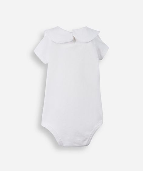 body infantil de algodão com gola boneca off white