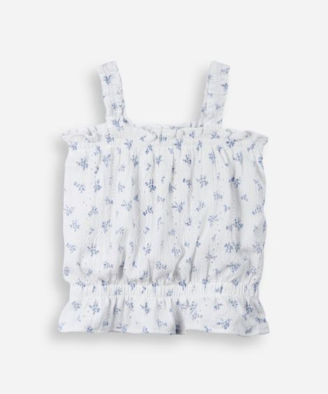 blusa infantil texturizada floral off white