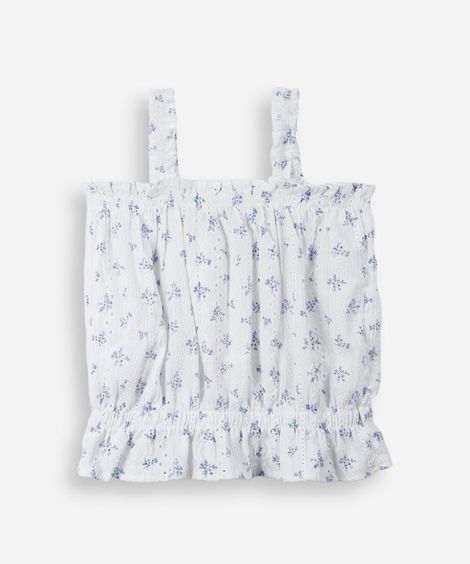 blusa infantil texturizada floral off white
