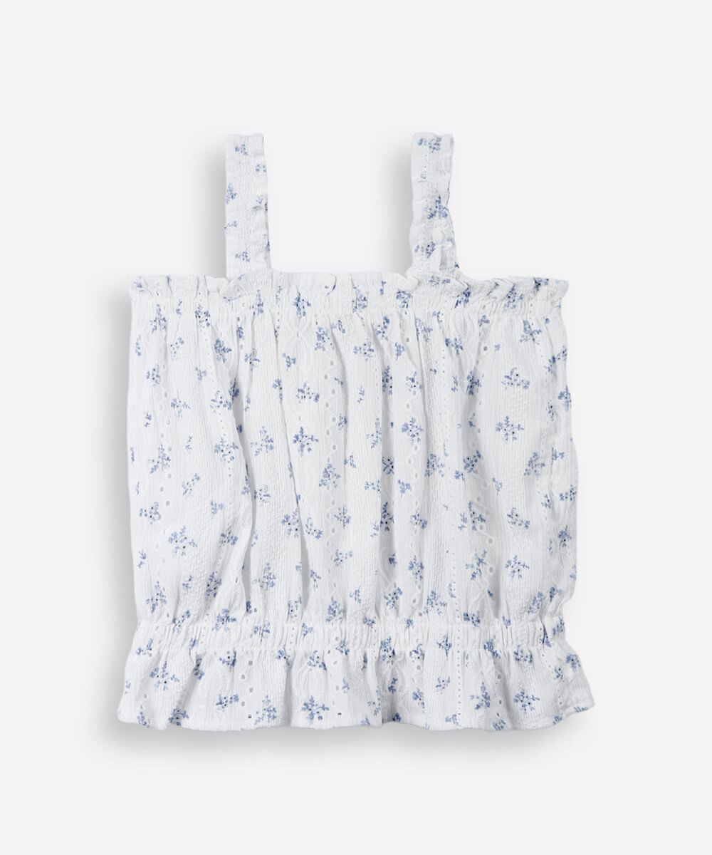 blusa infantil texturizada floral off white