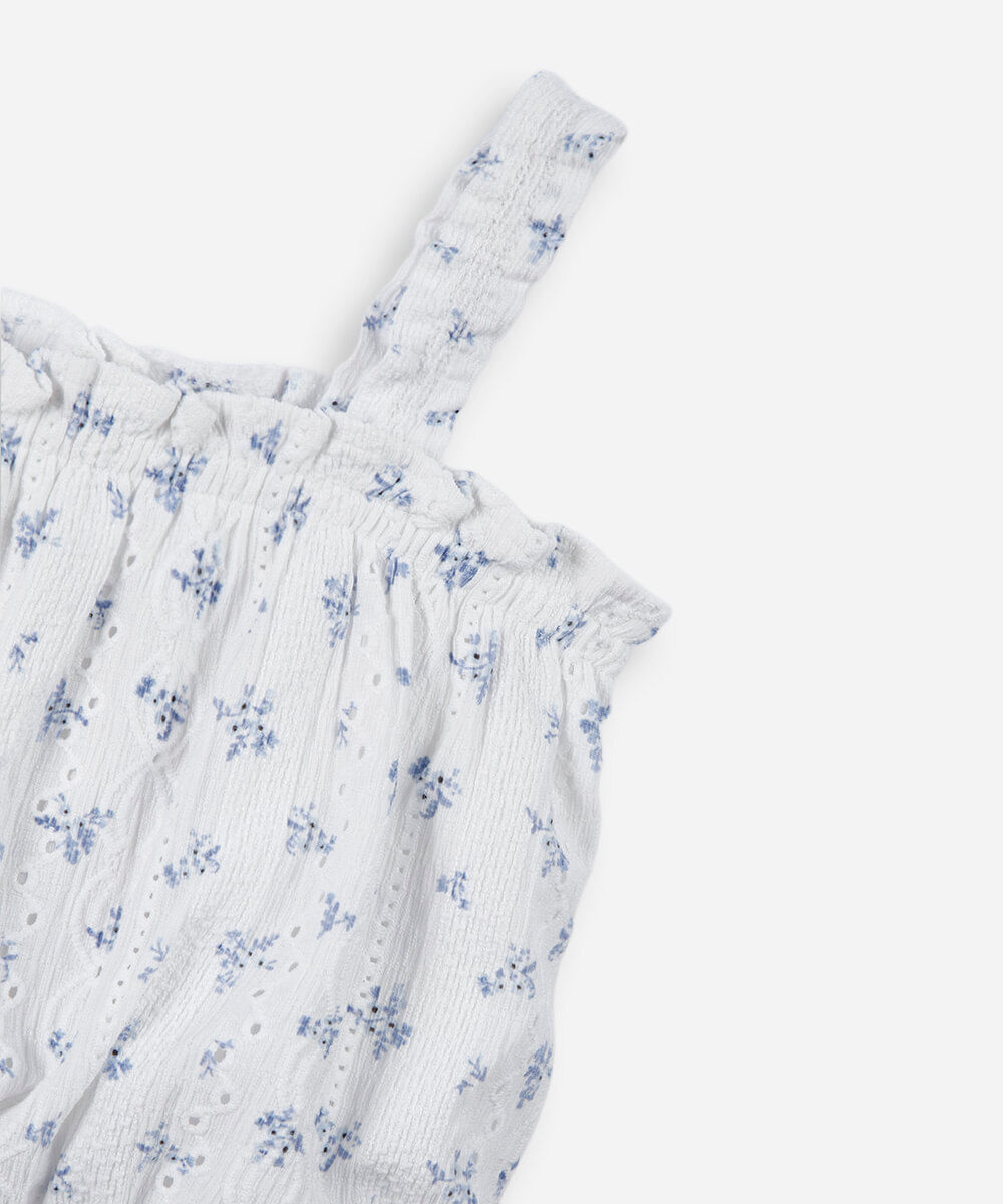 blusa infantil texturizada floral off white