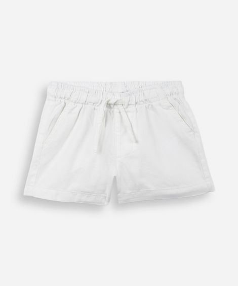 short curto infantil de algodão com bolsos off white