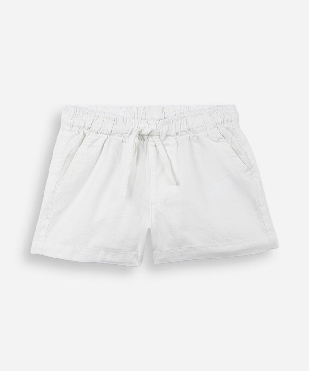 short curto infantil de algodão com bolsos off white