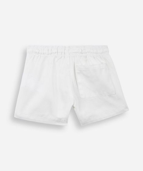 short curto infantil de algodão com bolsos off white