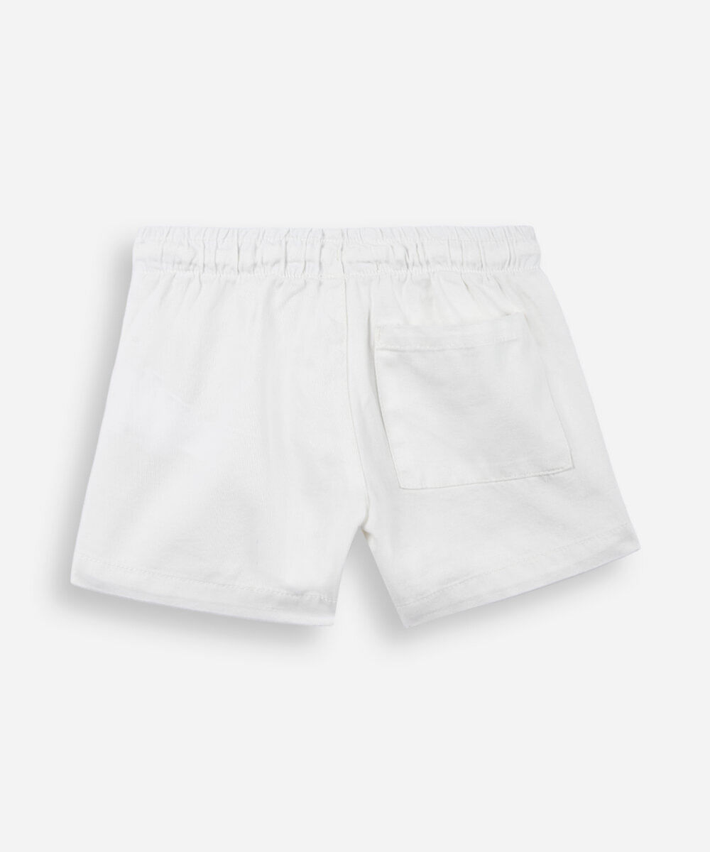short curto infantil de algodão com bolsos off white