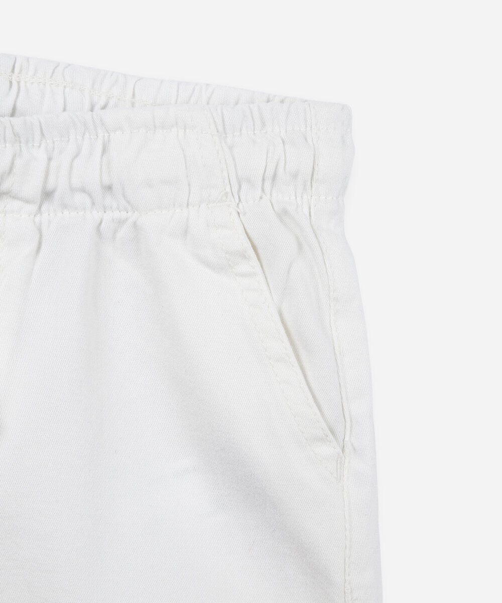 short curto infantil de algodão com bolsos off white
