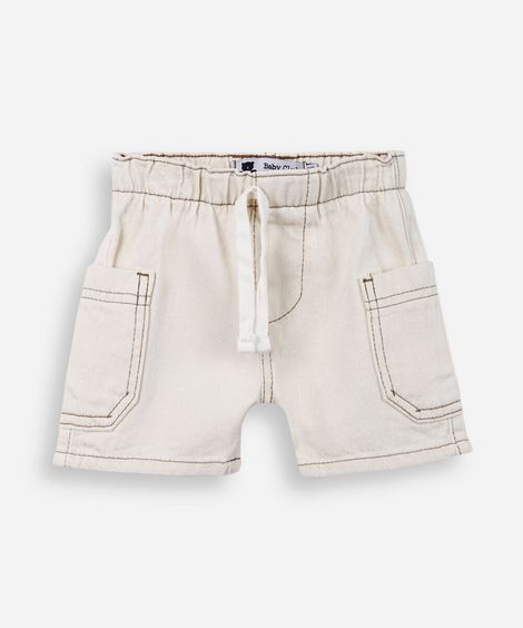 bermuda infantil de algodão cargo off white