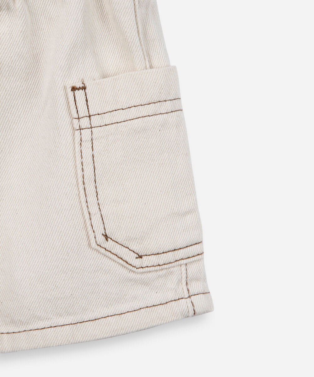 bermuda infantil de algodão cargo off white