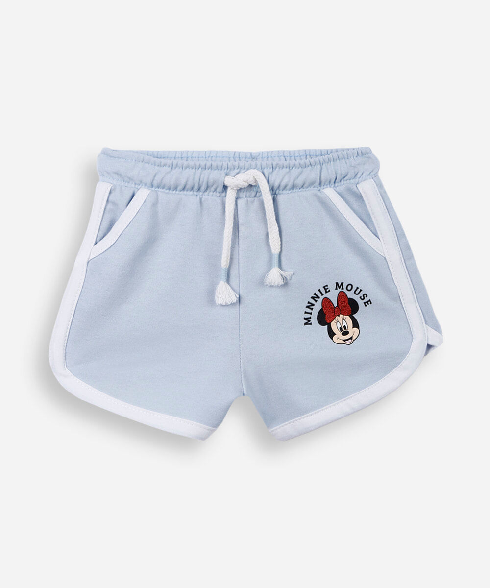 short curto infantil de algodão minnie azul