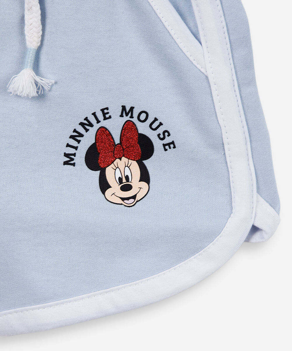 short curto infantil de algodão minnie azul