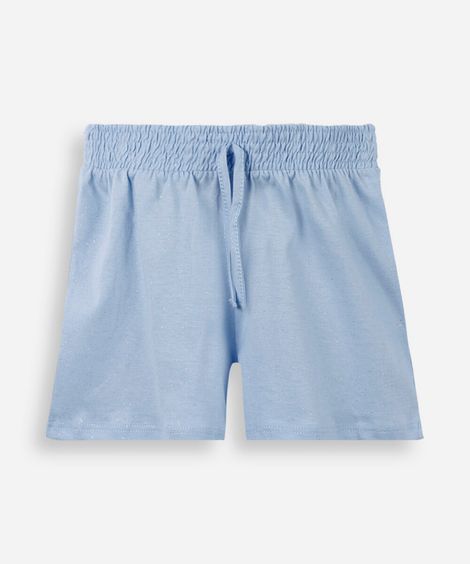 short curto infantil de algodão com brilhos azul