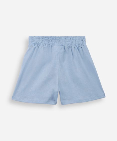 short curto infantil de algodão com brilhos azul