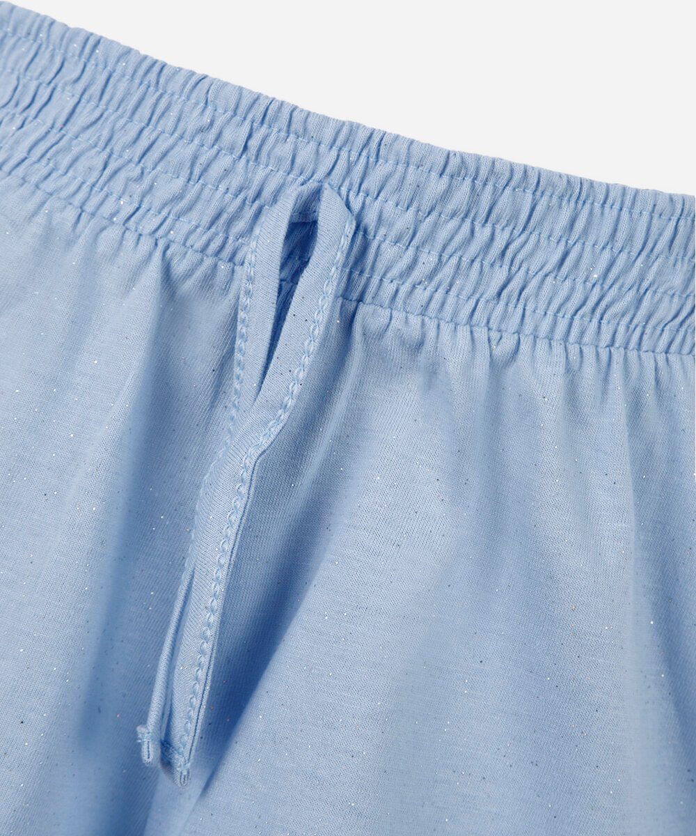 short curto infantil de algodão com brilhos azul
