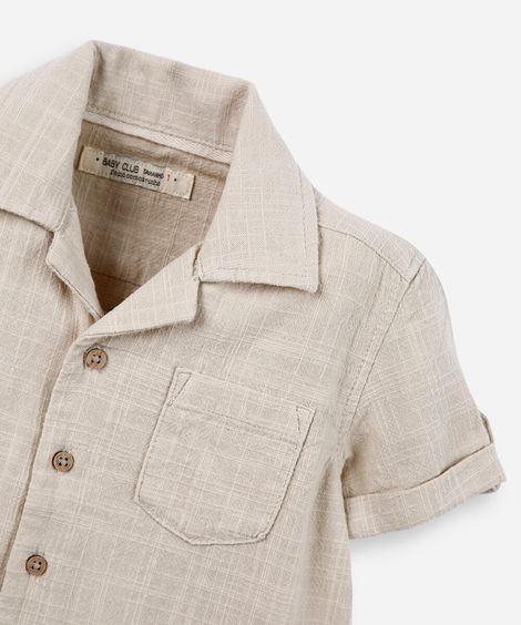 conjunto de algodão infantil curto texturizado bege