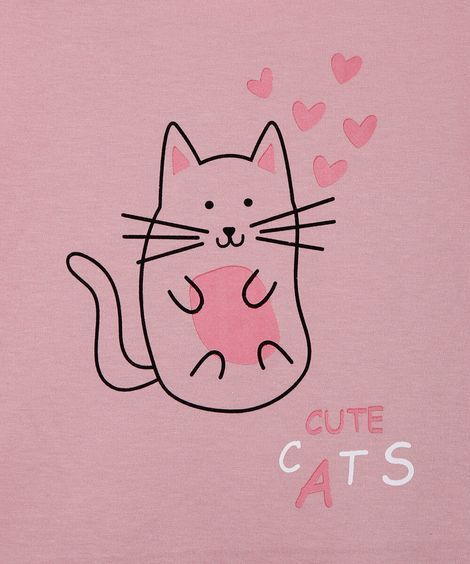 pijama infantil de algodão com estampa de gatos lupo rosa
