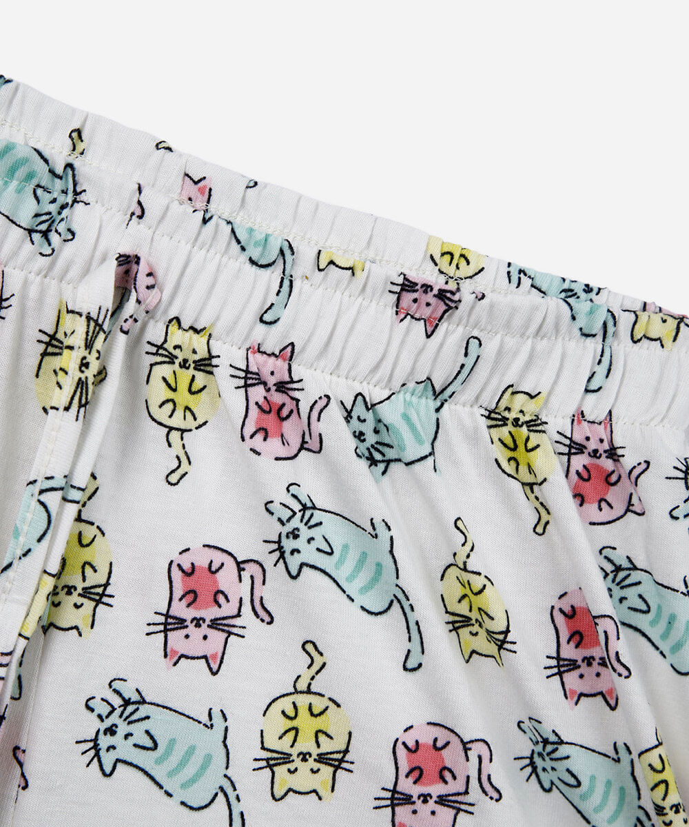pijama infantil de algodão com estampa de gatos lupo rosa