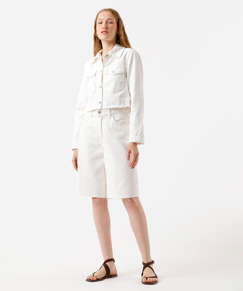 jaqueta cropped feminina de sarja off white