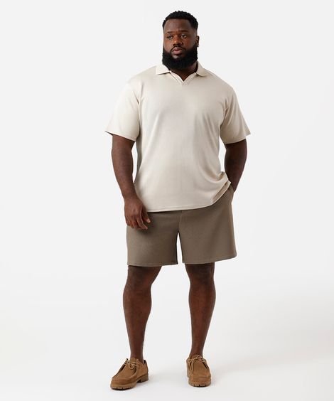 bermuda de alfaiataria masculina cós elástico texturizada plus size verde