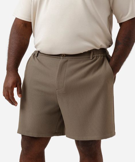 bermuda de alfaiataria masculina cós elástico texturizada plus size verde