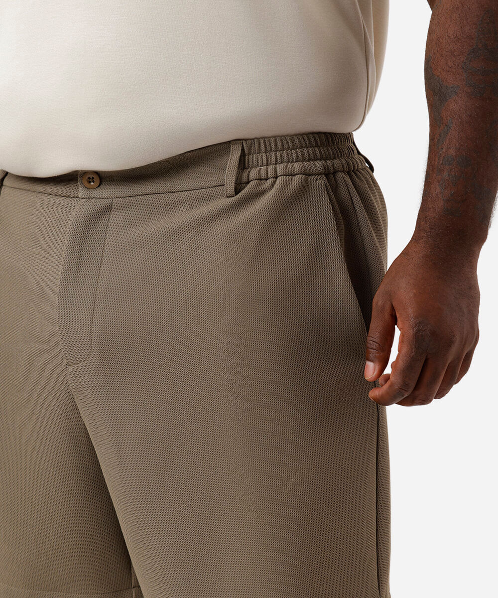 bermuda de alfaiataria masculina cós elástico texturizada plus size verde