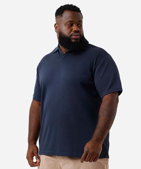 polo masculina com viscose gola v plus size azul