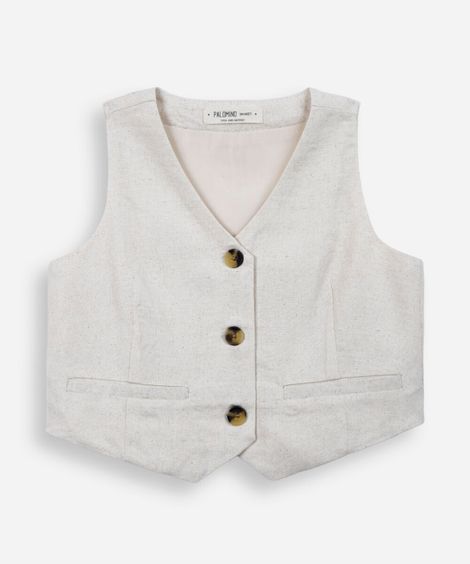 colete infantil de viscolinho com botões bege