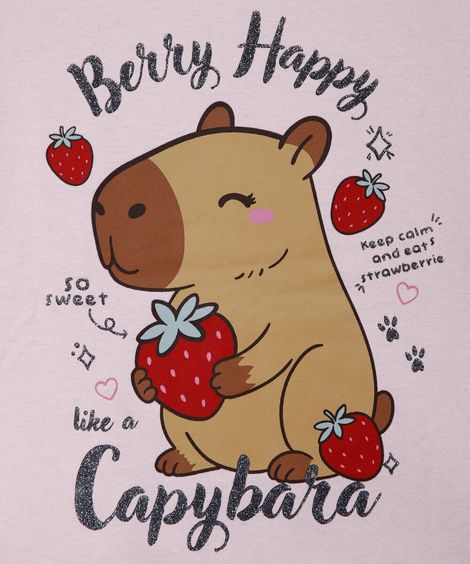 camiseta infantil de algodão capivara rosa