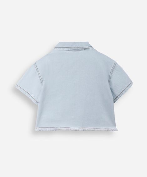 camisa infantil jeans bordado hello kitty azul