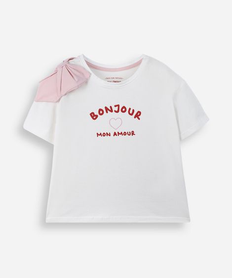 blusa infantil de algodão com laço off white